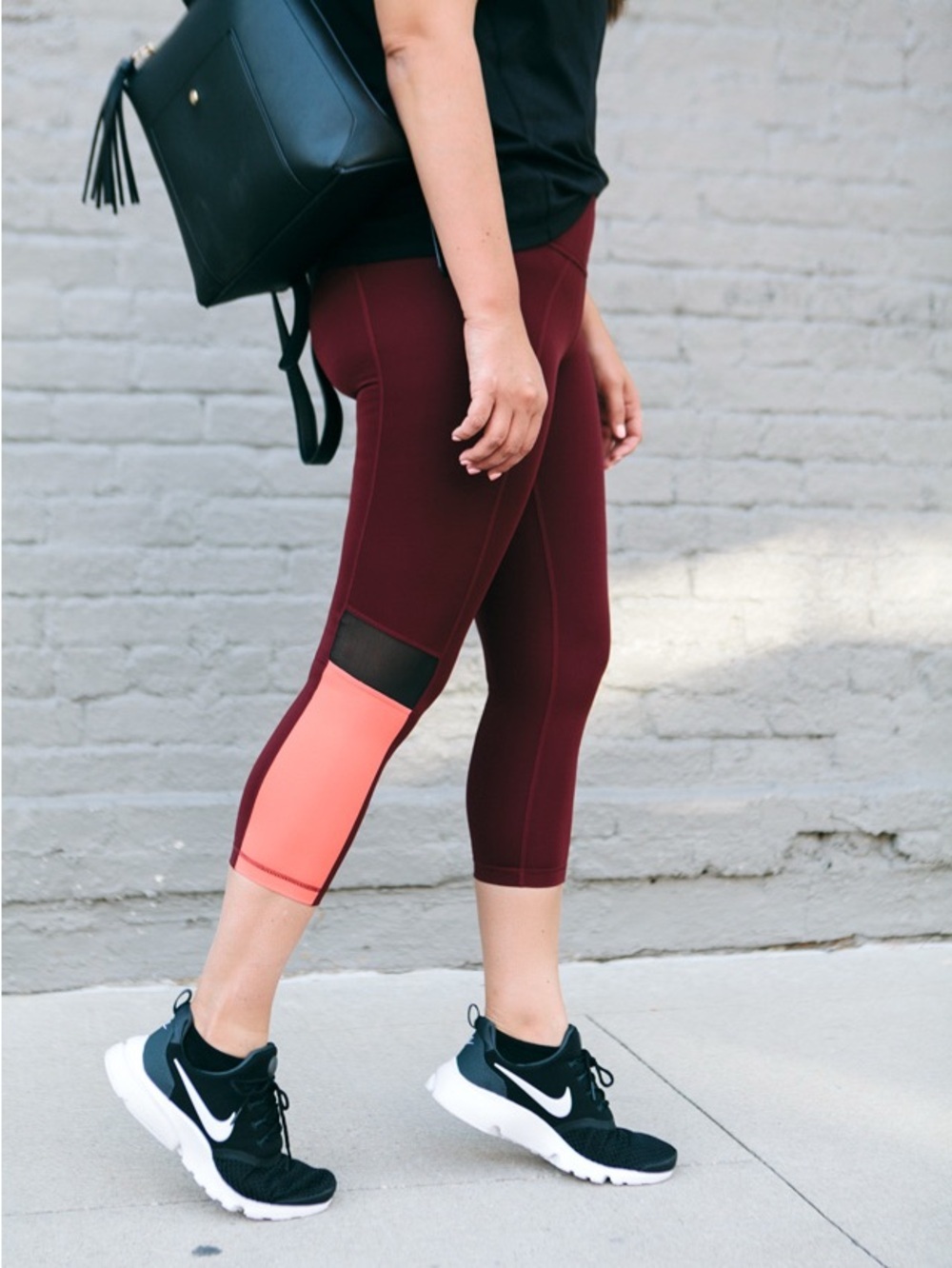 Zella Vertigo Red Tannin Colorblock Mesh Crop Leggings, XS - Picture 3 of 6